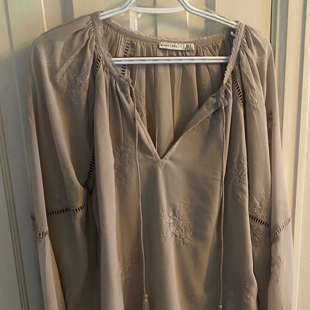 Elegant Taupe Embroidered Blouse
